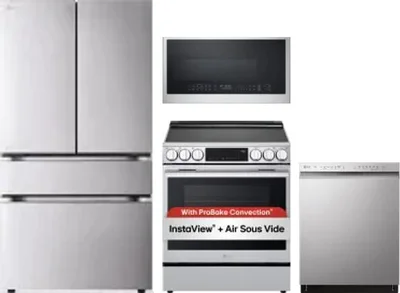 4 Piece Package Includes Refrigerator, Range, Microwave And Dishwasher