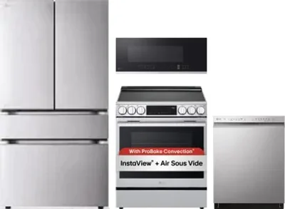 4 Piece Package Includes Refrigerator, Range, Microwave And Dishwasher