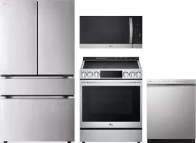 4 Piece Package Includes Refrigerator, Range, Microwave And Dishwasher