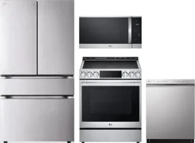 4 Piece Package Includes Refrigerator, Range, Microwave And Dishwasher