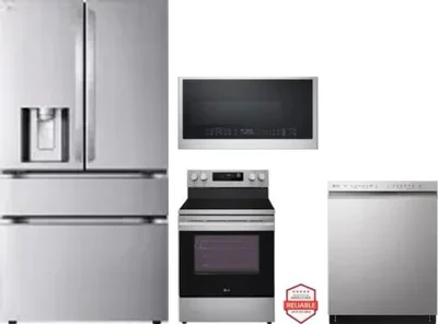 4 Piece Package Includes Refrigerator, Range, Microwave And Dishwasher