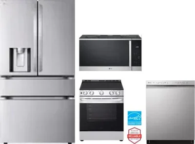 4 Piece Package Includes Refrigerator, Range, Microwave And Dishwasher