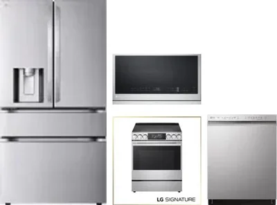4 Piece Package Includes Refrigerator, Range, Microwave And Dishwasher