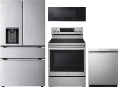4 Piece Package Includes Refrigerator, Range, Microwave And Dishwasher