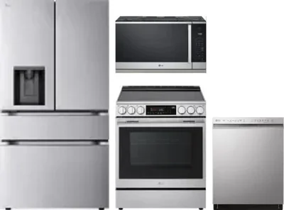 4 Piece Package Includes Refrigerator, Range, Microwave And Dishwasher