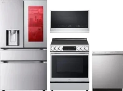 4 Piece Package Includes Refrigerator, Range, Microwave And Dishwasher