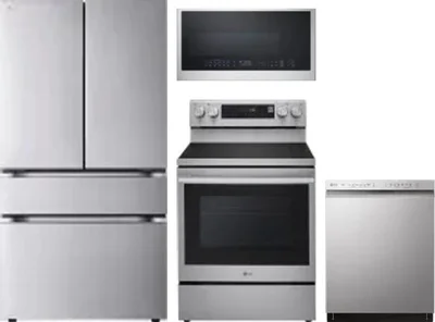 4 Piece Package Includes Refrigerator, Range, Microwave And Dishwasher