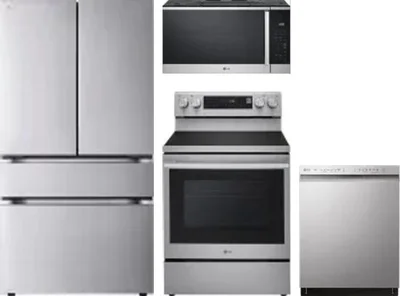 4 Piece Package Includes Refrigerator, Range, Microwave And Dishwasher