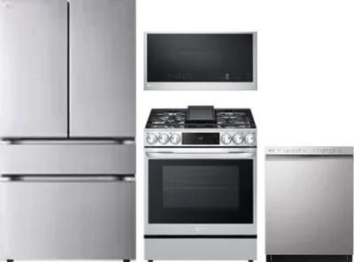 4 Piece Package Includes Refrigerator, Range, Microwave And Dishwasher