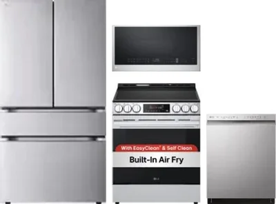 4 Piece Package Includes Refrigerator, Range, Microwave And Dishwasher