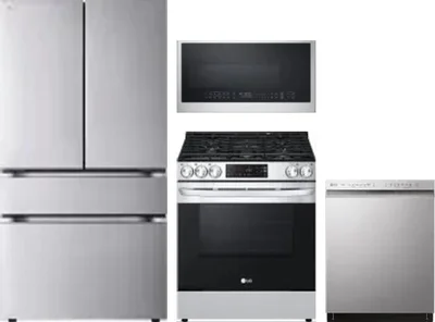 4 Piece Package Includes Refrigerator, Range, Microwave And Dishwasher