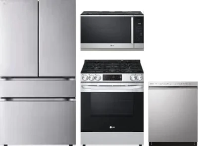 4 Piece Package Includes Refrigerator, Range, Microwave And Dishwasher