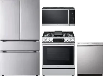 4 Piece Package Includes Refrigerator, Range, Microwave And Dishwasher