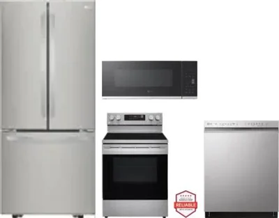 4 Piece Package Includes Refrigerator, Range, Microwave And Dishwasher