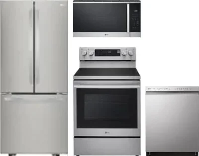 4 Piece Package Includes Refrigerator, Range, Microwave And Dishwasher