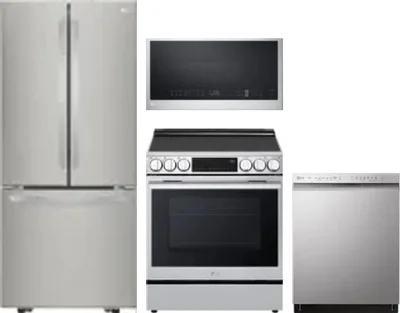 4 Piece Package Includes Refrigerator, Range, Microwave And Dishwasher