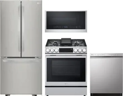 4 Piece Package Includes Refrigerator, Range, Microwave And Dishwasher