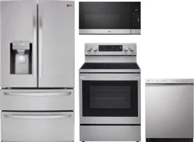 4 Piece Package Includes Refrigerator, Range, Microwave And Dishwasher