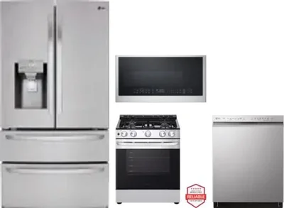 4 Piece Package Includes Refrigerator, Range, Microwave And Dishwasher