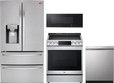 4 Piece Package Includes Refrigerator, Range, Microwave And Dishwasher