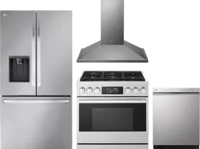 4 Piece Package Includes Refrigerator, Range, Hood And Dishwasher