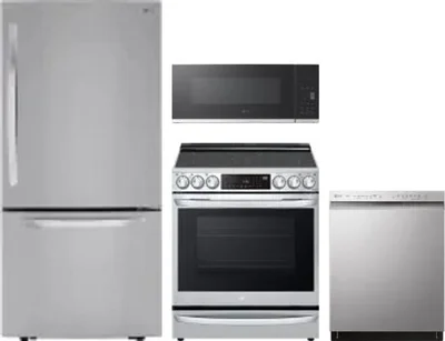 4 Piece Package Includes Refrigerator, Range, Microwave And Dishwasher