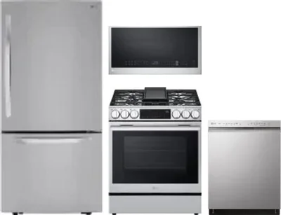 4 Piece Package Includes Refrigerator, Range, Microwave And Dishwasher