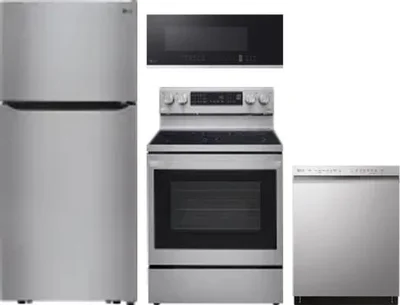 4 Piece Package Includes Refrigerator, Range, Microwave And Dishwasher
