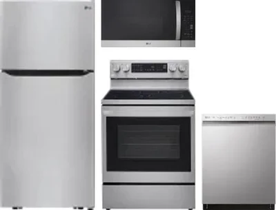 4 Piece Package Includes Refrigerator, Range, Microwave And Dishwasher