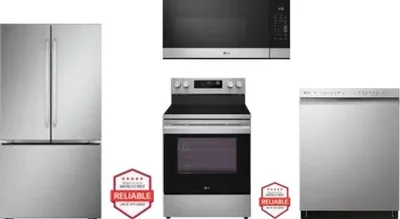 4 Piece Package Includes Refrigerator, Range, Microwave And Dishwasher
