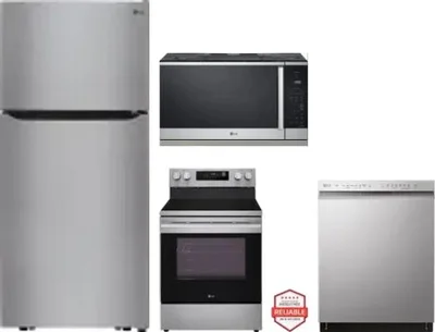 4 Piece Package Includes Refrigerator, Range, Microwave And Dishwasher