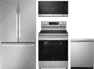 4 Piece Package Includes Refrigerator, Range, Microwave And Dishwasher