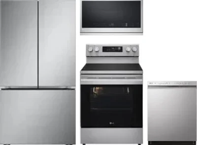 4 Piece Package Includes Refrigerator, Range, Microwave And Dishwasher