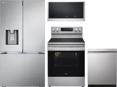 4 Piece Package Includes Refrigerator, Range, Microwave And Dishwasher