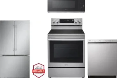4 Piece Package Includes Refrigerator, Range, Microwave And Dishwasher