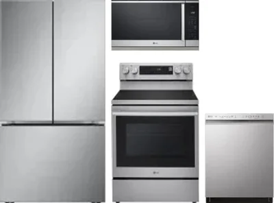 4 Piece Package Includes Refrigerator, Range, Microwave And Dishwasher