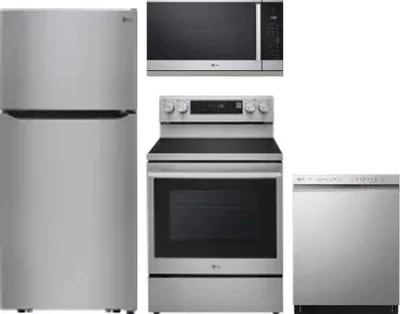 4 Piece Package Includes Refrigerator, Range, Microwave And Dishwasher