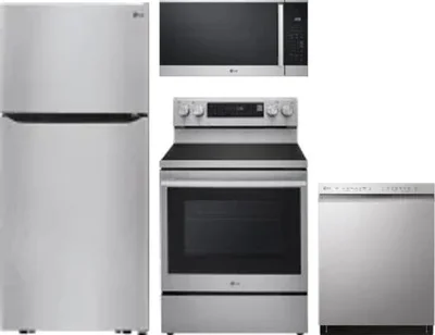 4 Piece Package Includes Refrigerator, Range, Microwave And Dishwasher