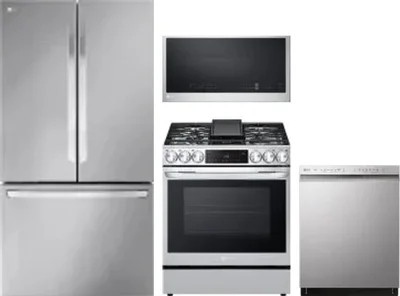 4 Piece Package Includes Refrigerator, Range, Microwave And Dishwasher