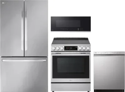 4 Piece Package Includes Refrigerator, Range, Microwave And Dishwasher