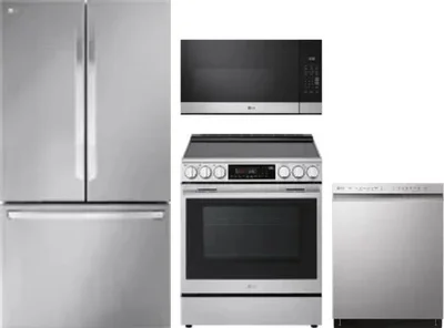 4 Piece Package Includes Refrigerator, Range, Microwave And Dishwasher