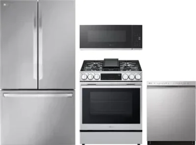 4 Piece Package Includes Refrigerator, Range, Microwave And Dishwasher
