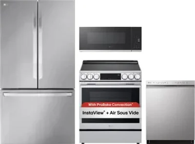 4 Piece Package Includes Refrigerator, Range, Microwave And Dishwasher