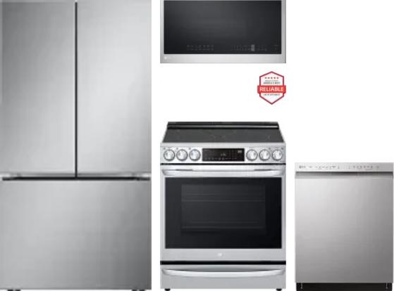 4 Piece Package Includes Refrigerator, Range, Microwave And Dishwasher