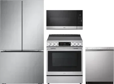 4 Piece Package Includes Refrigerator, Range, Microwave And Dishwasher