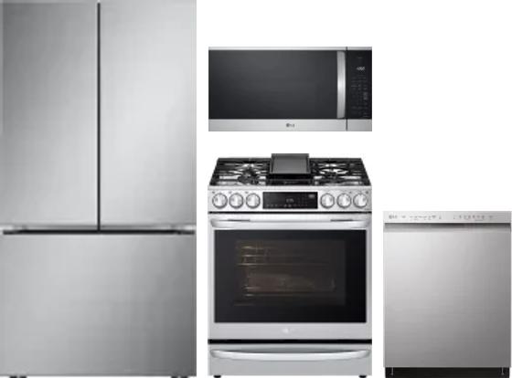 4 Piece Package Includes Refrigerator, Range, Microwave And Dishwasher