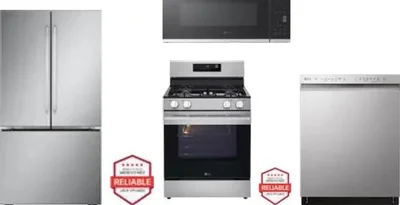 4 Piece Package Includes Refrigerator, Range, Microwave And Dishwasher