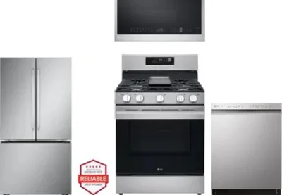4 Piece Package Includes Refrigerator, Range, Microwave And Dishwasher