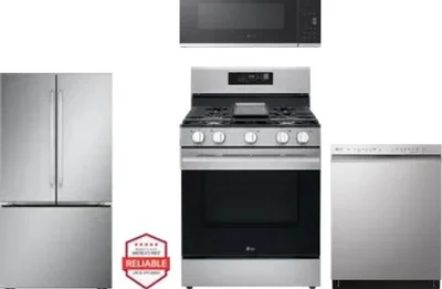 4 Piece Package Includes Refrigerator, Range, Microwave And Dishwasher