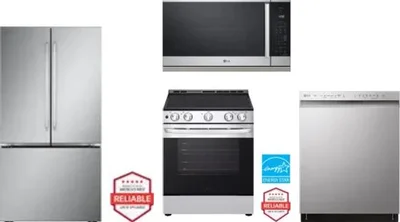 4 Piece Package Includes Refrigerator, Range, Microwave And Dishwasher